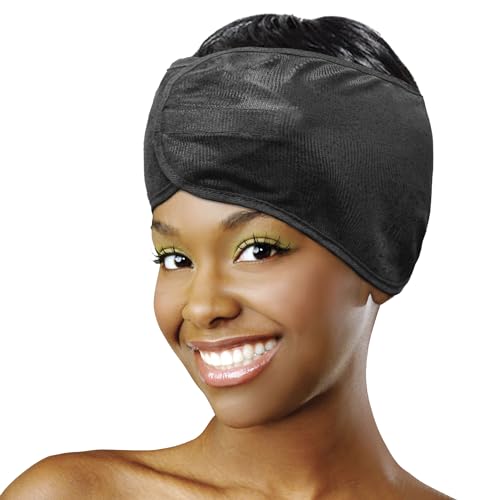 Atlas Ethnic DONNA Premium Satin Silk Hair Wrap - Black, 1PC for Sleeping Women