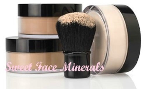 Sweet Face Minerals 4Pc Full Size Kit Fair Shade 2 Kabuki Mineral Makeup Powder Spf 18