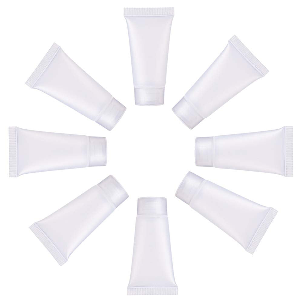 Mose Cafolo 100Pcs 5Ml Empty Cosmetic Tubes With Screw Caps & Free Syringe - White Plastic