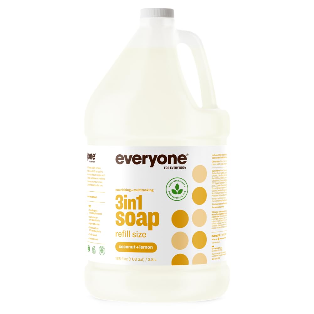 Everyone 3-In-1 Coconut Lemon Soap, Body Wash, Shampoo & Bubble Bath - 1 Gallon