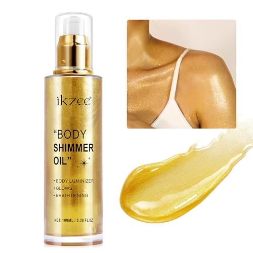 Ucanbemakeup Body Shimmer Oil 100Ml - Waterproof Illuminator, 02 Gold, Long-Lasting Glow