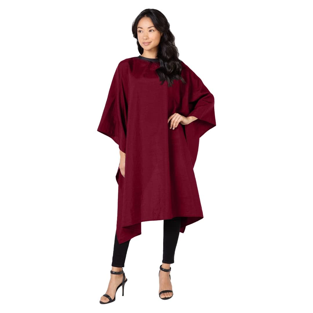 Betty Dain Burgundy Crinkle Nylon Hair Cutting Cape, Water Resistant, 54X60, Machine Washable