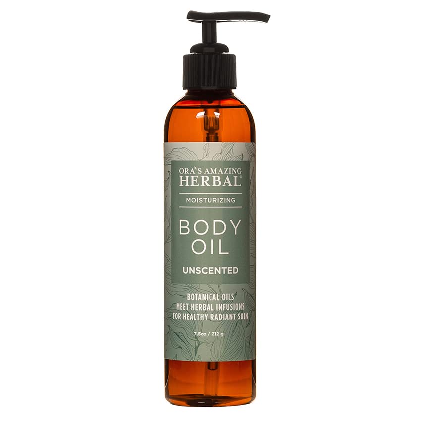 Ora'S Amazing Herbal Unscented Body Oil, Moisturizing Massage Oil, 7.5 Fl Oz, Fragrance Free