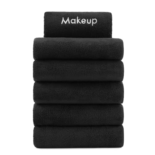 Arkwright Makeup Remover Cloths - 6 Ultra Soft Microfiber Towels, Black, 11X17 In