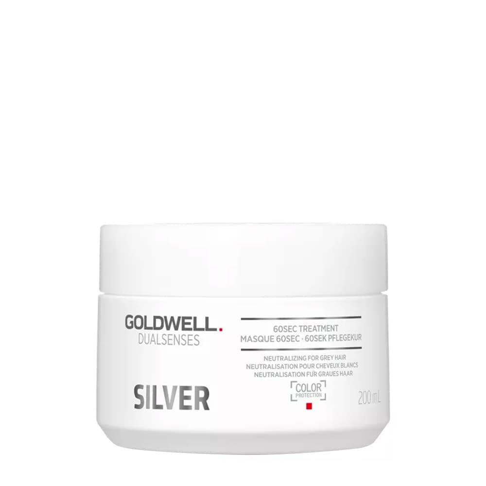 Goldwell Dualsenses Silver 60Sec Treatment, Purple, 6.7Oz - Hair Care For Brightness & Shine