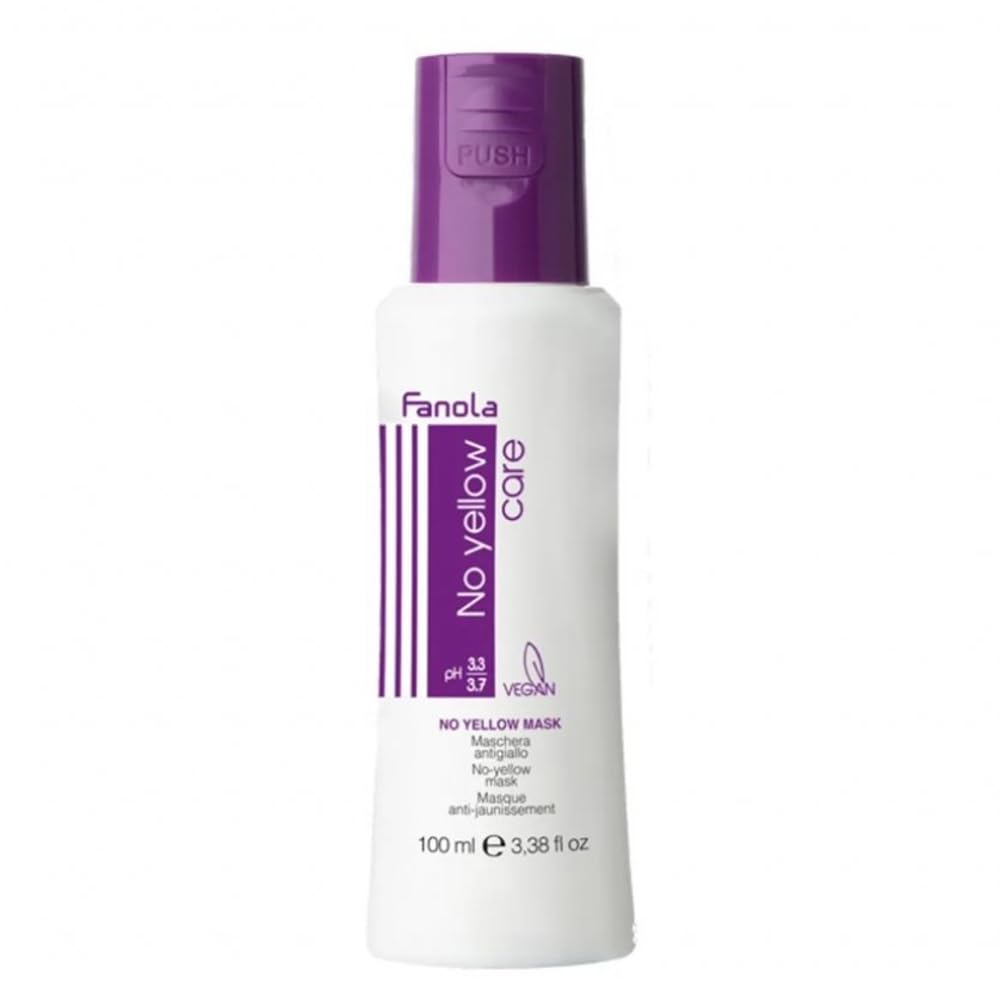 Fanola No Yellow Hair Mask - Purple Pigments For Blonde, Gray & Highlighted Hair - 3.38Oz