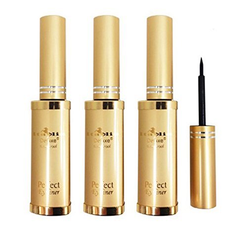 Italia Deluxe Perfect Liquid Eyeliner Set - Waterproof Black, 3 Count For Long-Lasting Wear