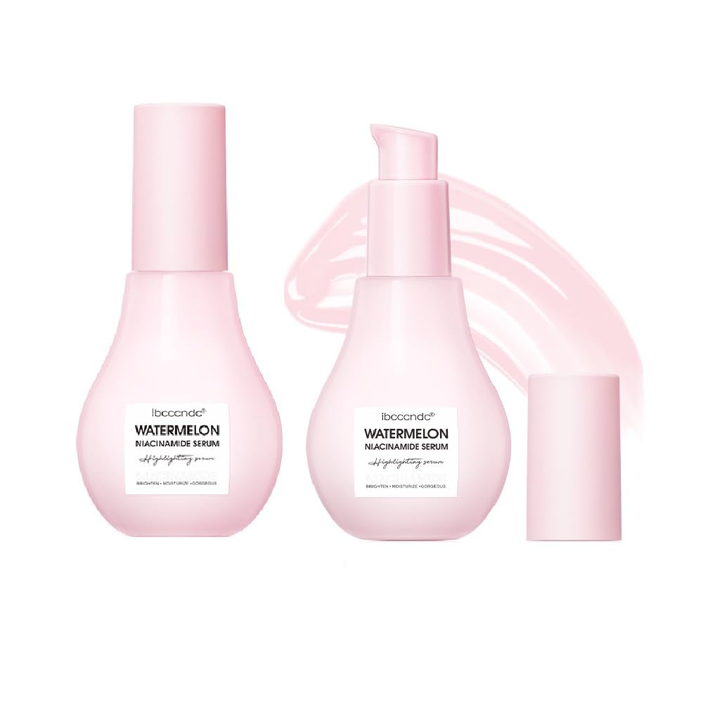 Jiskg 2 Pcs Watermelon Niacinamide Serum - Hydrating Glow Face Primer Liquid Highlighter 1.06 Oz