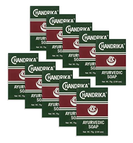 Chandrika Ayurvedic Bar Soap, Pack Of 10 - Authentic Forest Green 2.64 Oz Bars