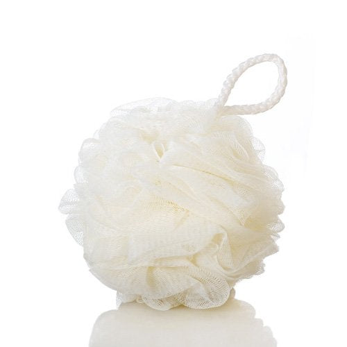 Sphtoeo White Bath Shower Sponge Loofah Mesh Pouf Ball Brush - 1 Count