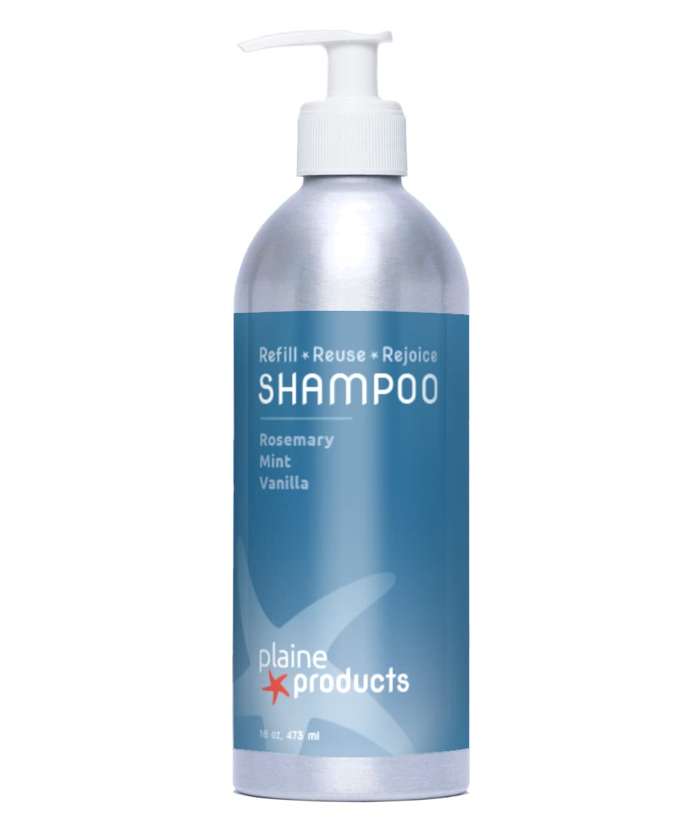 Plaine Products Eco-Friendly Rosemary Mint Vanilla Shampoo - Sulfate Free 16Oz Refillable Bottle