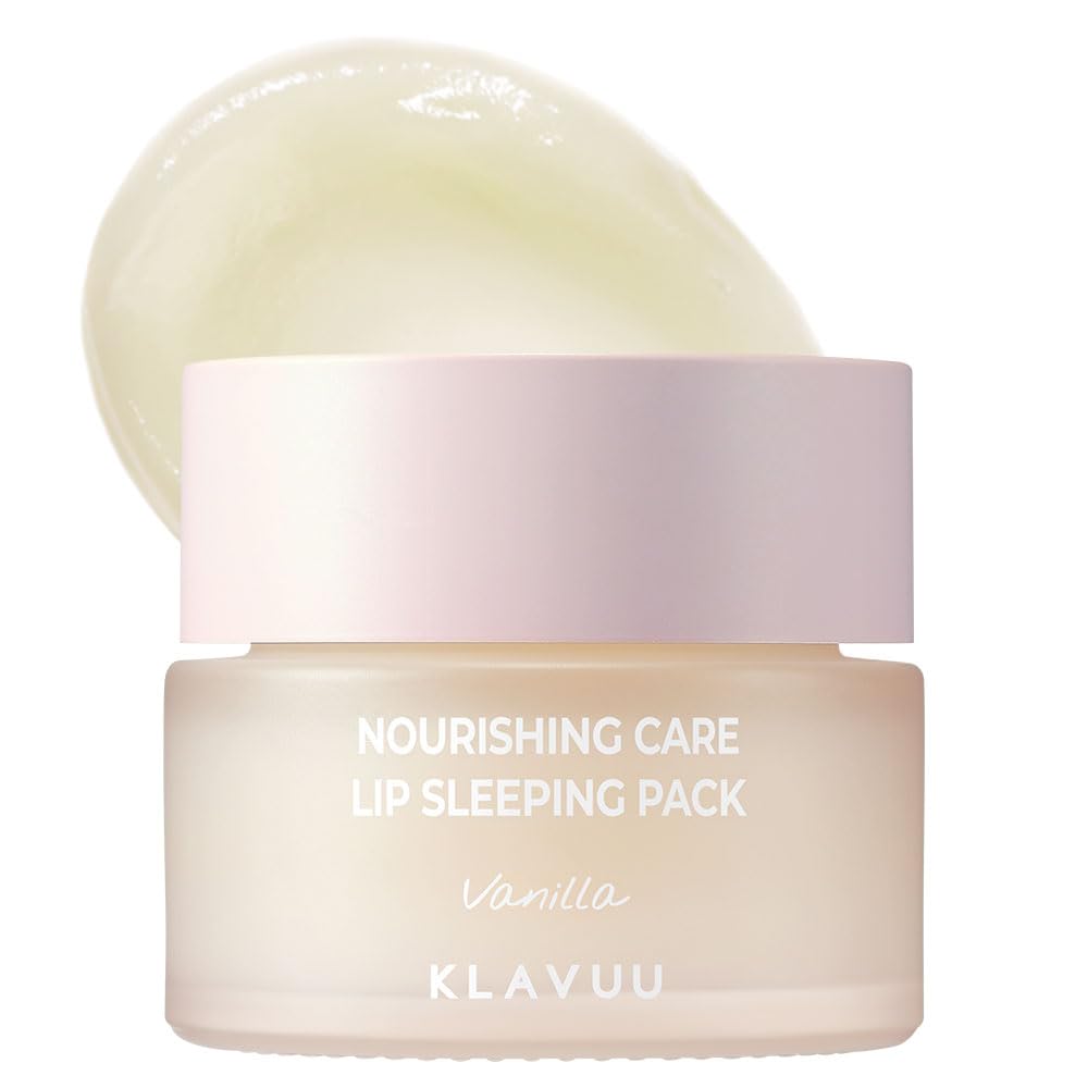 Klavuu Nourishing Care Lip Sleeping Pack - Exfoliating & Moisturizing Lip Balm (Vanilla) 0.7Oz