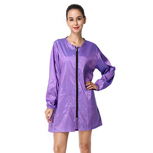 Exttlliy Chameleon Fabric Salon Smock - Waterproof Hair Stylist Jacket Apron, Violet-1, Xl