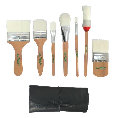 Fantasea 7-Piece Synthetic Body Brush Set - Chrome Wood & Synthetic Hair Brushes