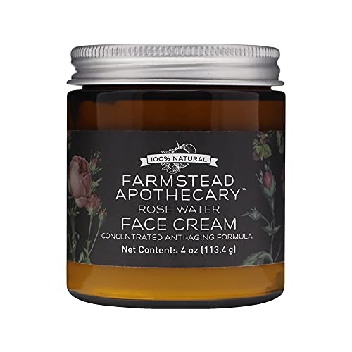 Farmstead Apothecary 100% Natural Anti-Aging Rose Water Face Cream, 4 Oz