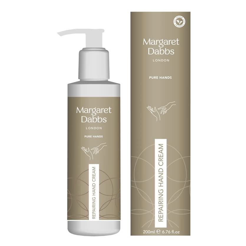 Margaret Dabbs Pure Repairing Hand Cream 200ml - Deep Hydration for Very Dry Skin, Rose & Lemon Scent