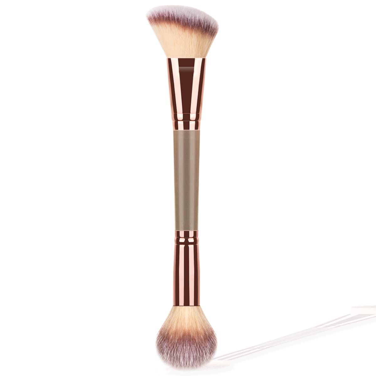 Kingmas Double-Ended Makeup Brush - Angled/Round Top For Liquid & Powder Foundation, Blush