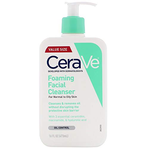 Cerave Foaming Facial Cleanser For Normal To Oily Skin, 16 Fl Oz - Daily Use, Gentle Formula