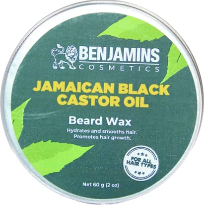 Benjamins Cosmetics Jamaican Black Castor Oil Beard Wax - 1Oz Clear Formula For Healthy Beards