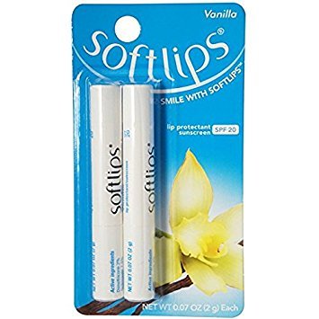 Softlips Lip Protectant & Sunscreen Spf 20, Vanilla Flavor, Value Pack Of 4 (2 Each)