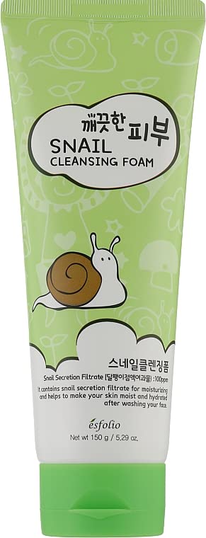 Esfolio Snail Cleansing Foam – Korean Face Wash For Hydrated, Smooth Skin – 5.29Oz