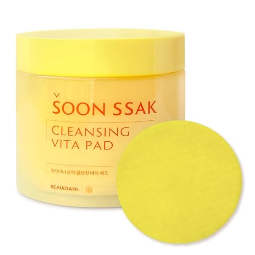 Beaudiani Soonssak Cleansing Vita Pad, 50 Mild Makeup Remover Pads With Vitamin C, Korean Skincare