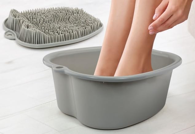 Zenvy Foot Bath Tub & Silicone Scrubber Mat Set For Soothing At-Home Relaxation