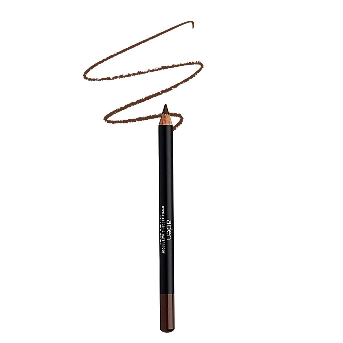 Aden Waterproof Eyeliner Pencil - Hypoallergenic, Oil-Free, Highly Pigmented, 04 Brown, 0.04 Oz