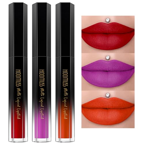 Hoomuss Matte Liquid Lipstick Set - 3 Long Lasting Non-Transfer Shades For Women, Cruelty Free