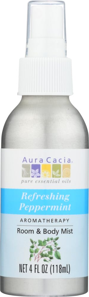 Aura Cacia Peppermint Harvest Mist - 4 OZ Aromatherapy Spray for Refreshing Scents and Home Fragrance