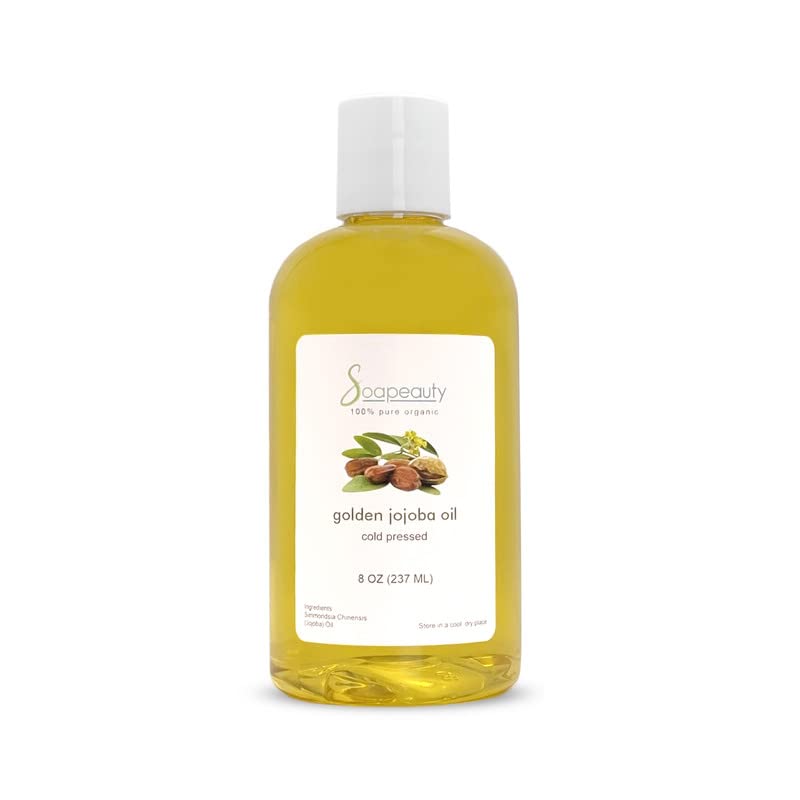 Soapeauty 100% Natural Jojoba Oil - Cold Pressed Carrier Oil for Skin, Hair & Massage (8 OZ)