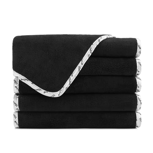 Arkwright Microfiber Makeup Towels - 6 Pack Ultra Soft Washcloths, 13X13In, Black/White