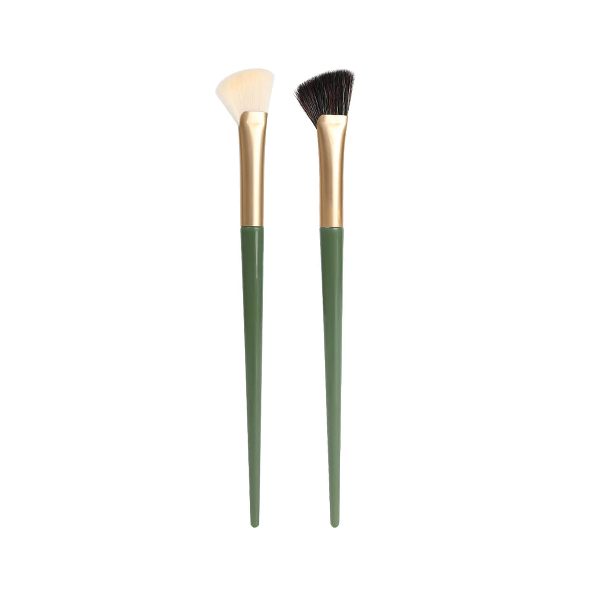 Teonei Half Fan-Shape Nose Shadow Brush Set - Angled Contour & Highlighter Makeup Tools, 2Pcs