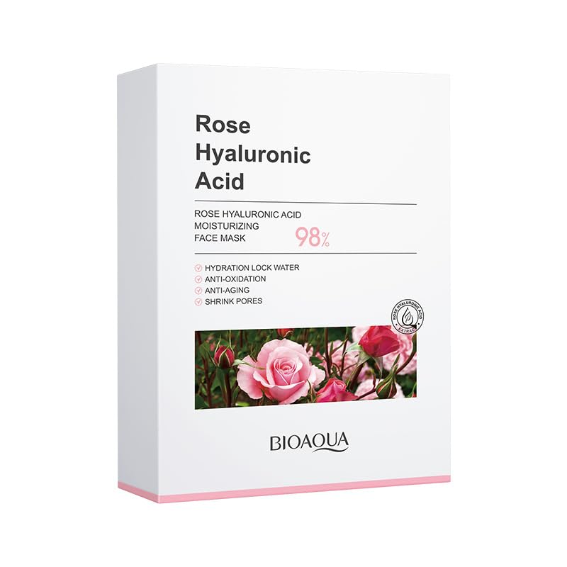 Ulela Dikml Rose Hyaluronic Acid Face Mask - 25G*10, Hydration, Anti-Aging, Shrink P