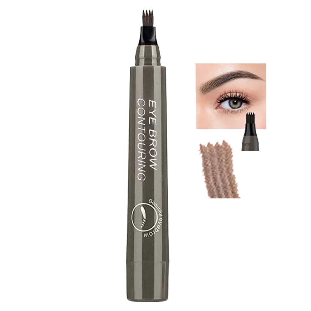 Aturmc Eyebrow Pen - Micro-Fork 4 Tip, Waterproof, Lasting, Natural Look, 2 Count