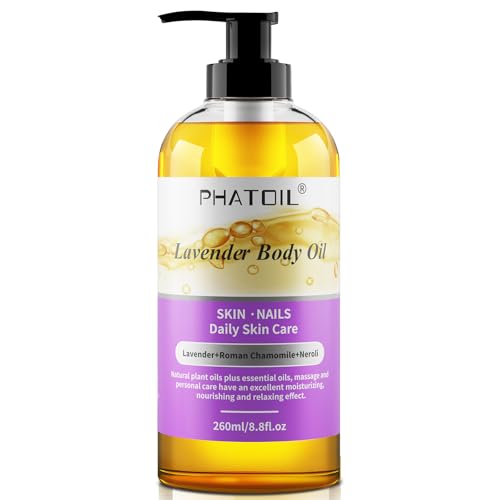 Phatoil Lavender Body Oil 260Ml - Premium Massage Oil For Skin & Hair Care, Natural Essential Oils