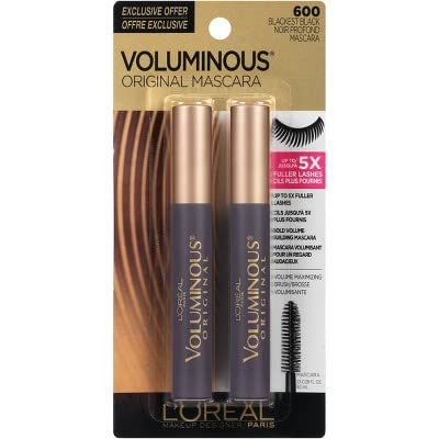 L’Oréal Paris Vol Mascara 2 Pack - Blackest Black, 0.28 Fl Oz Each For Bold Lashes