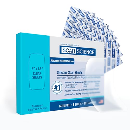 Scarscience Silicone Scar Sheets - 3&quot; Water-Resistant Strips For Surgical Scars, 8 Pack