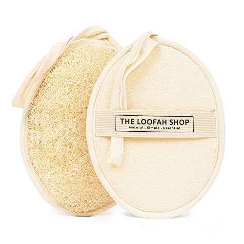 The Loofah Shop Natural Egyptian Loofah Sponge - Exfoliating Body Scrubber, 2 Pack