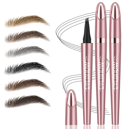 Lokfar 2Pcs Microblading Eyebrow Pen - Waterproof, Long-Lasting, 4-Fork Tip,