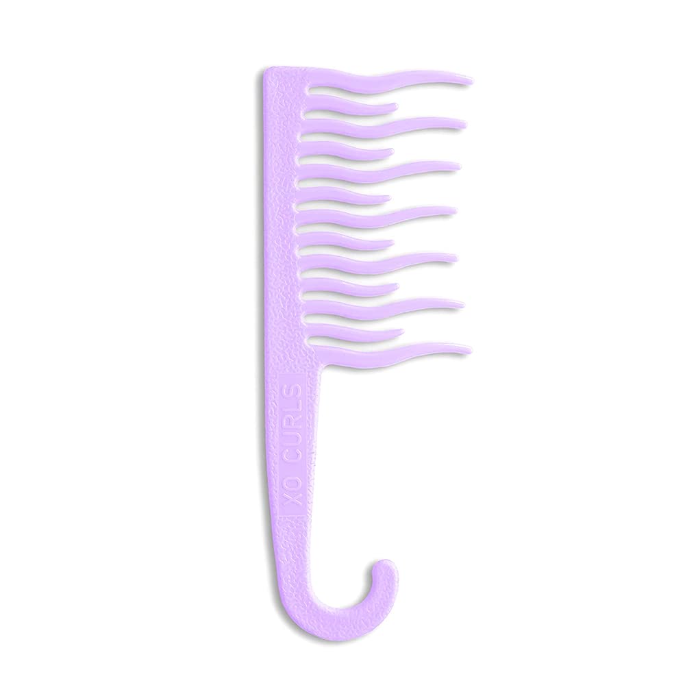 Xo Curls Wide Tooth Shower Comb - Detangling Hair Comb For Curly & Wavy Hair, Lavender