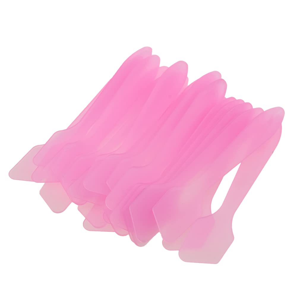 Acoeitl Pink Mini Plastic Cosmetic Spatulas - 24 Reusable Spoons For Masks & Body Scrubs