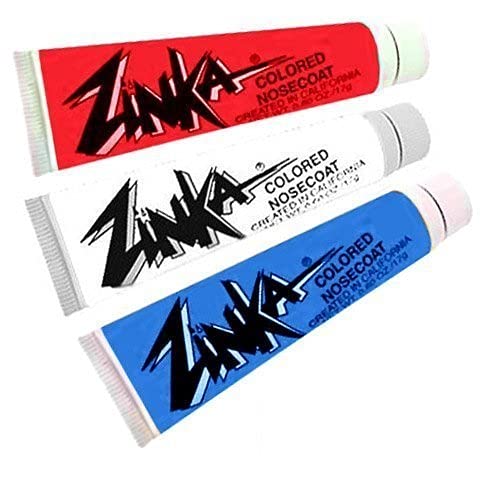 Zinka Colored Sunblock Zinc Waterproof Nosecoat 3 Pack - Red, White, Blue, 0.6 Oz Total