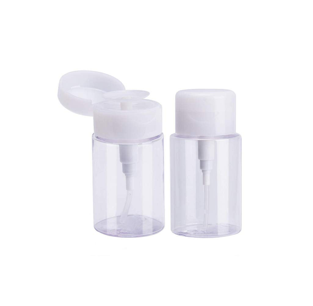 Sybl 2 Pack 150Ml Clear Push Down Pump Dispenser Bottles For Nail Polish & Makeup Remover