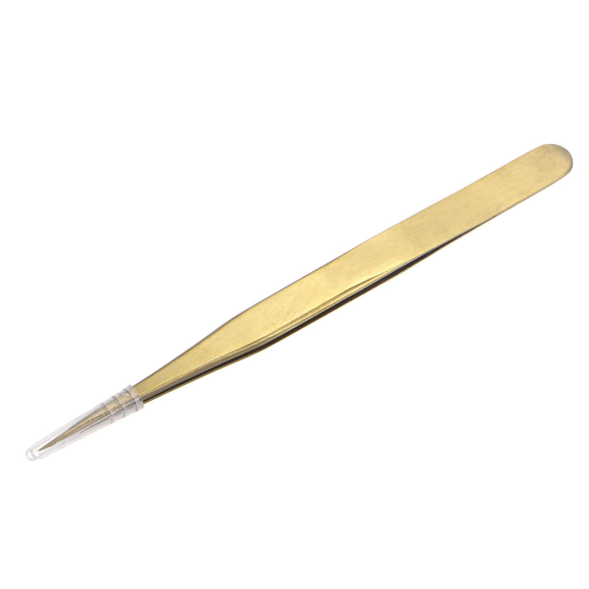 Uxcell Gold Tone Stainless Steel Precision Tweezer For Eyelash Extensions, Non-Magnetic, Anti-Static