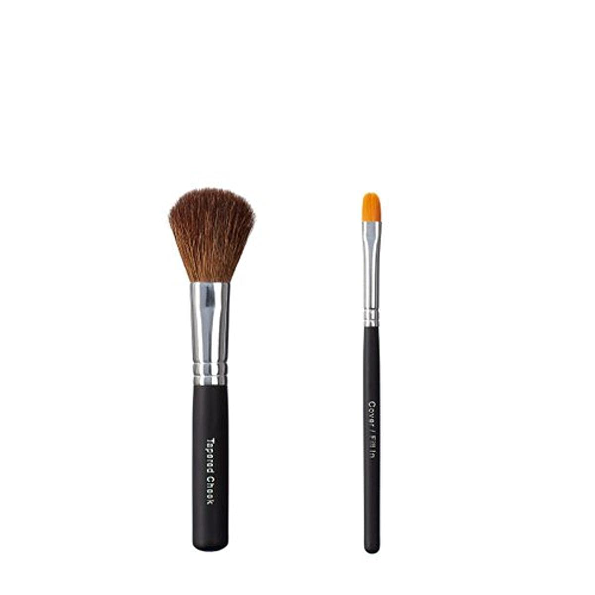 On&Off Tapered Cheek & Cover Makeup Brush - 2 Count, Black, Professional Quality