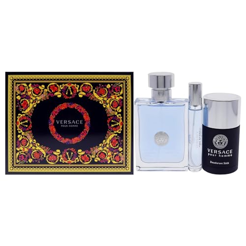 Versace POUR HOMME 3 Piece Set - Luxury Men's Fragrance Gift Set, Elegant Scent for Him, Iconic Brand Quality