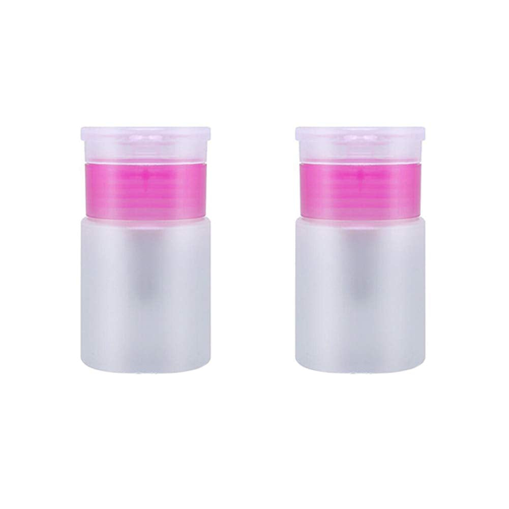 Lasenersm 2 Pack 60Ml Pink Push Down Pump Dispenser Bottles For Nail Polish Remover & Makeup