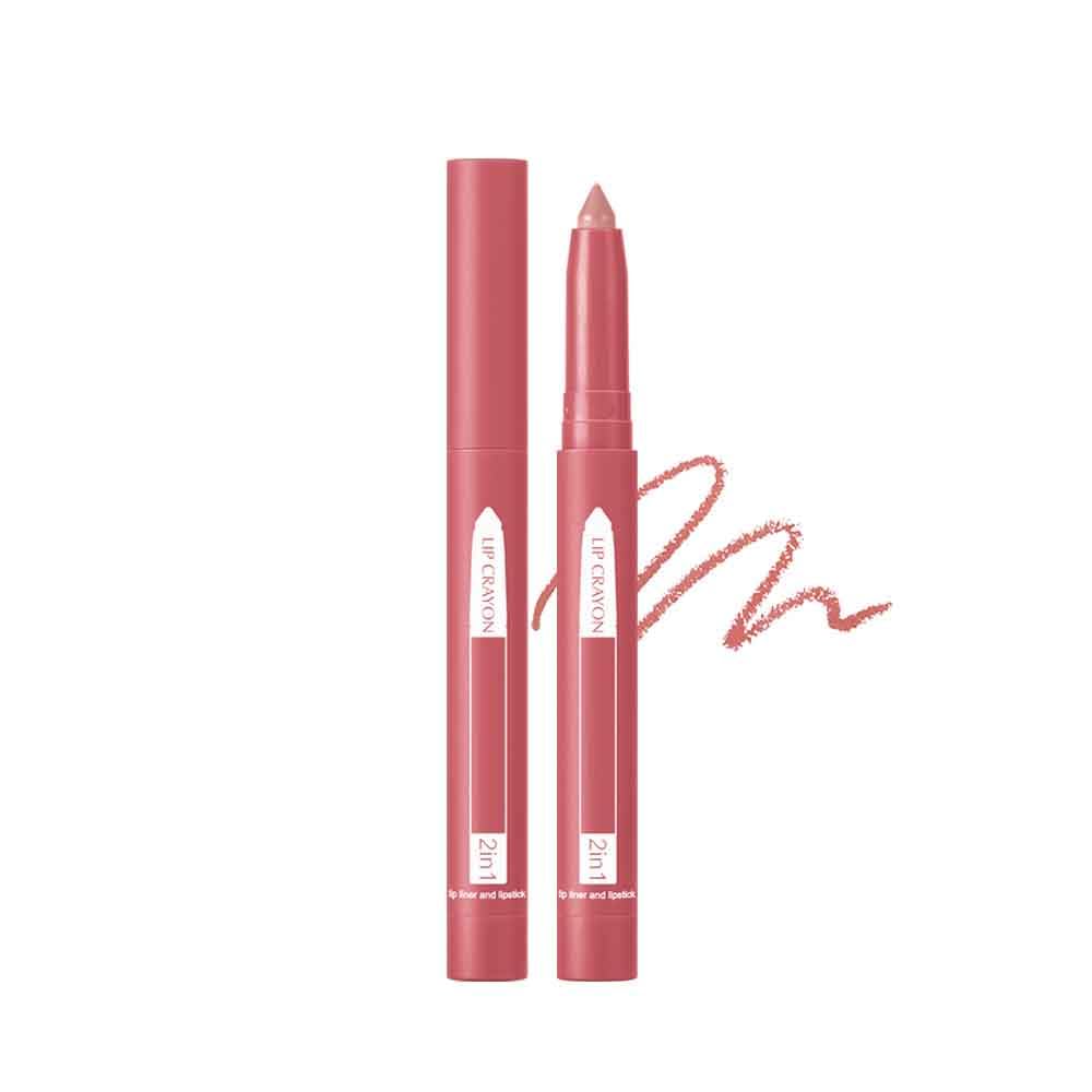 Fovcos 2-In-1 Lip Crayon & Liner Pencil #3 - Matte Lipstick & Gloss, Professional Tip