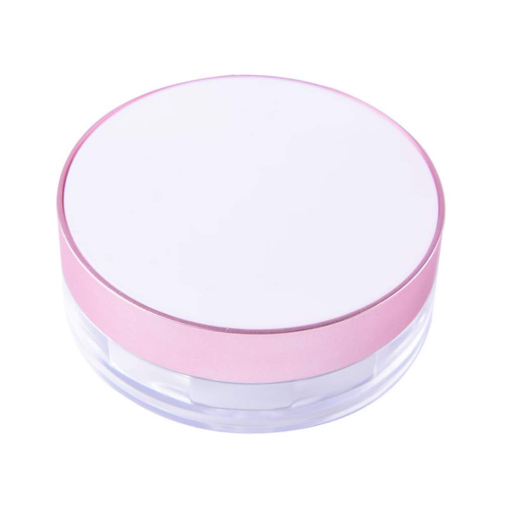 Akoak 15Ml White Reusable Plastic Loose Powder Compact Container With Sponge Puff And Sifter